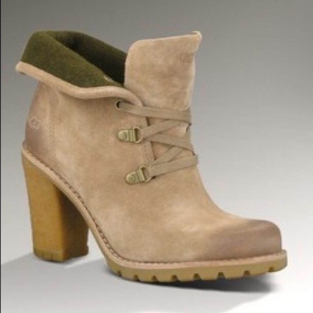 Ugg | Calynda Lace Up Heel Ankle Booties Size 10
